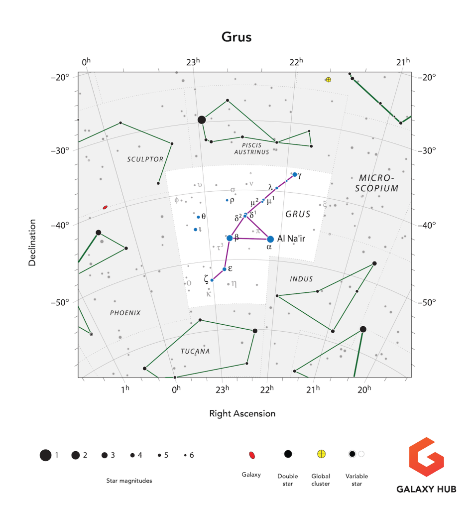 Grus Constellation star chart