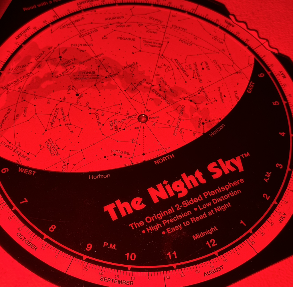 Sky chart under red light