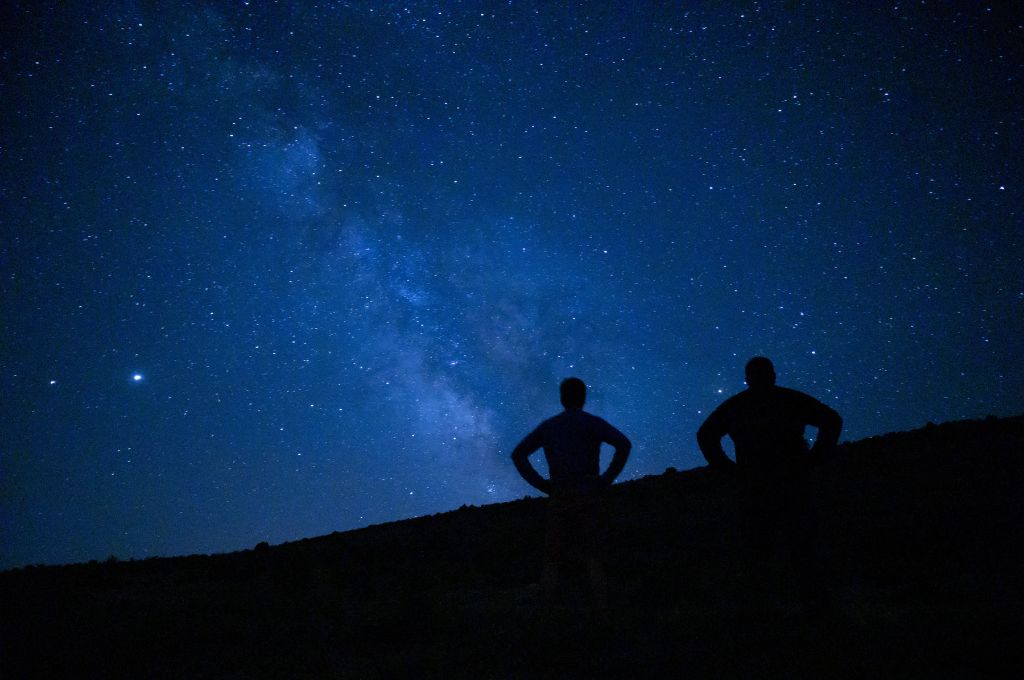 stargazers under night sky